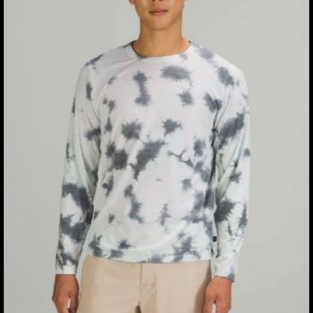 Men's Gray Tie-Dye Long Sleeve Shirt